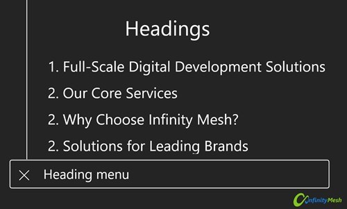 Headings menu